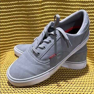Levi's Gray and White Sneakers with Suede Upper and Rubber Sole